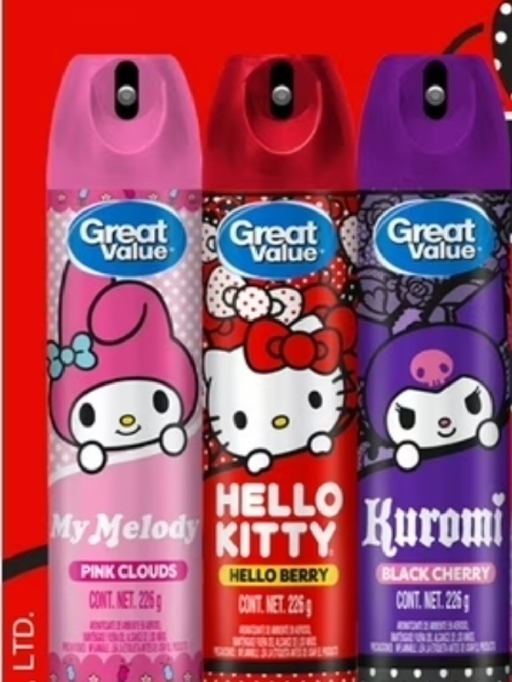 Great Value Hello Kitty & Friends Scented Air Freshener Trio - Pink, Red, Purple